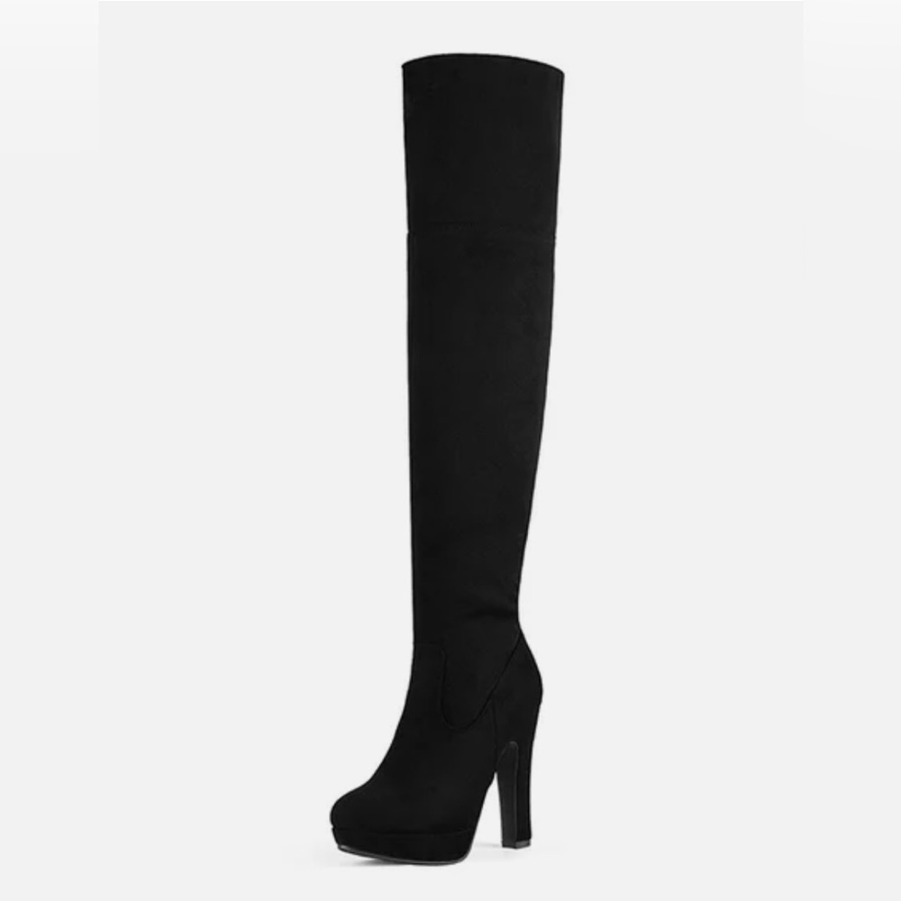 NWT Dream Pair Highplat Black Chunky thigh High Over the Knee Women's Boots 6 - Picture 7 of 12
